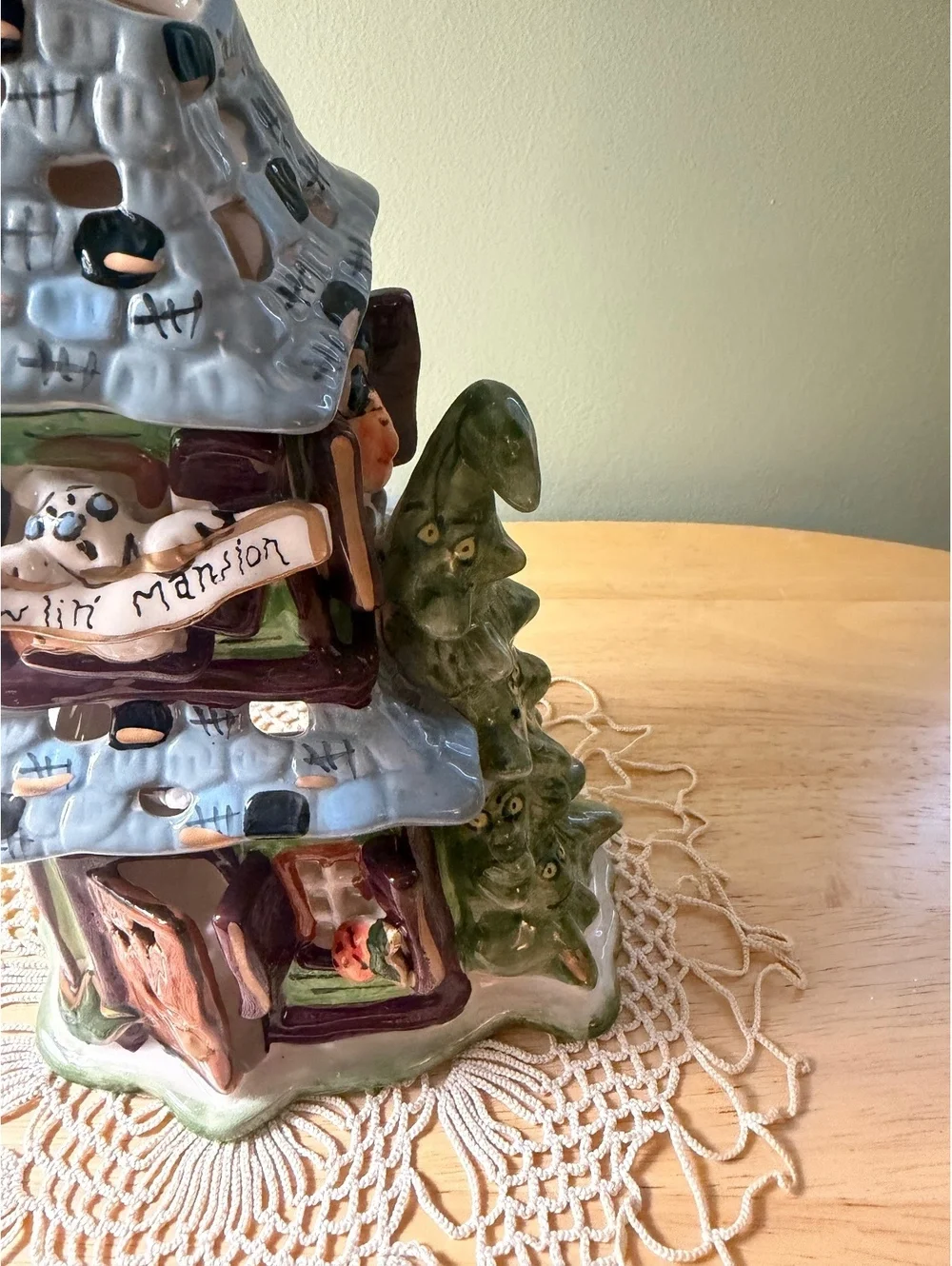 Blue Sky Clayworks Howlin' Mansion Halloween Ceramic Candle Holder